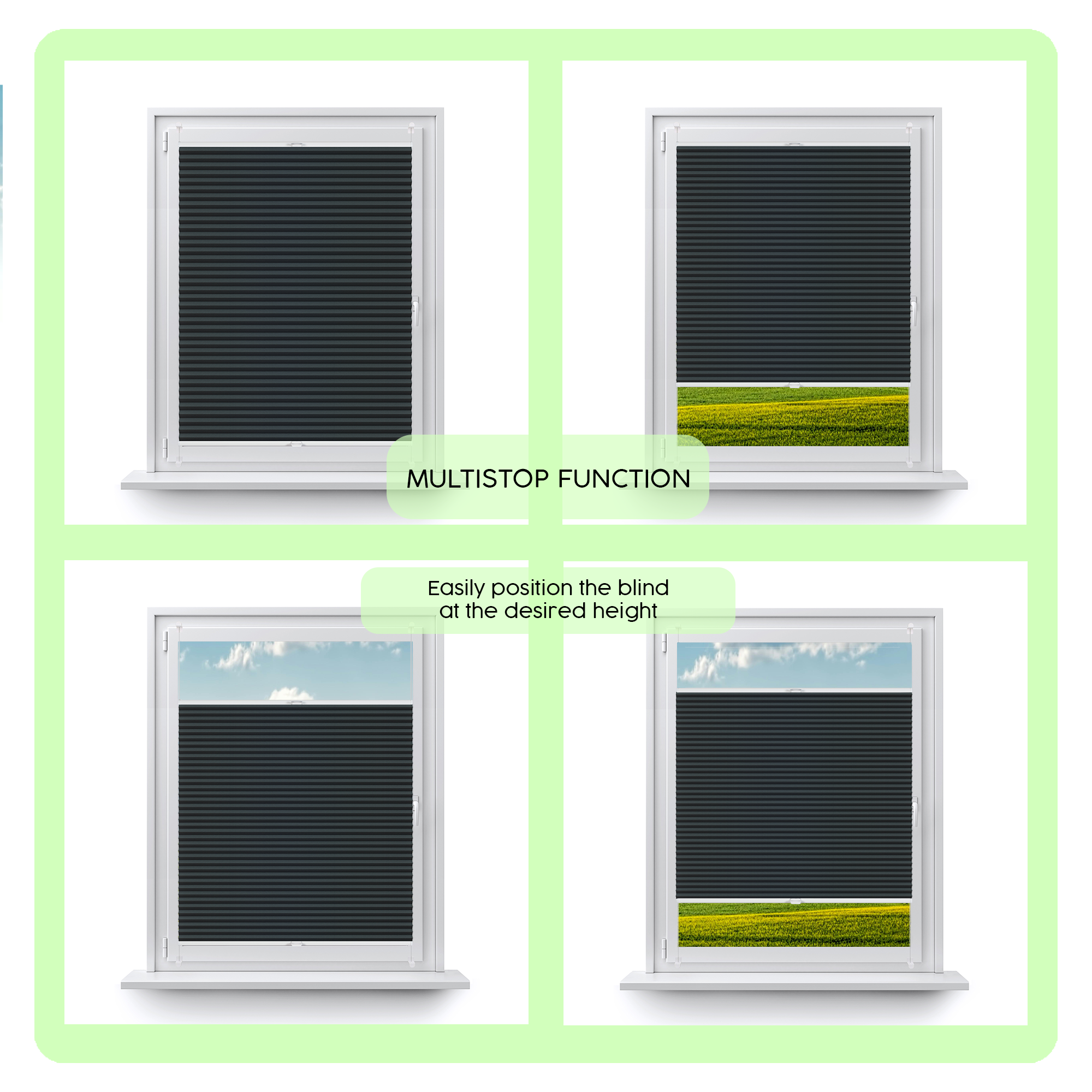 Blackout Custom Pleated Shades – Made to Measure, Easy No-Drill Installation