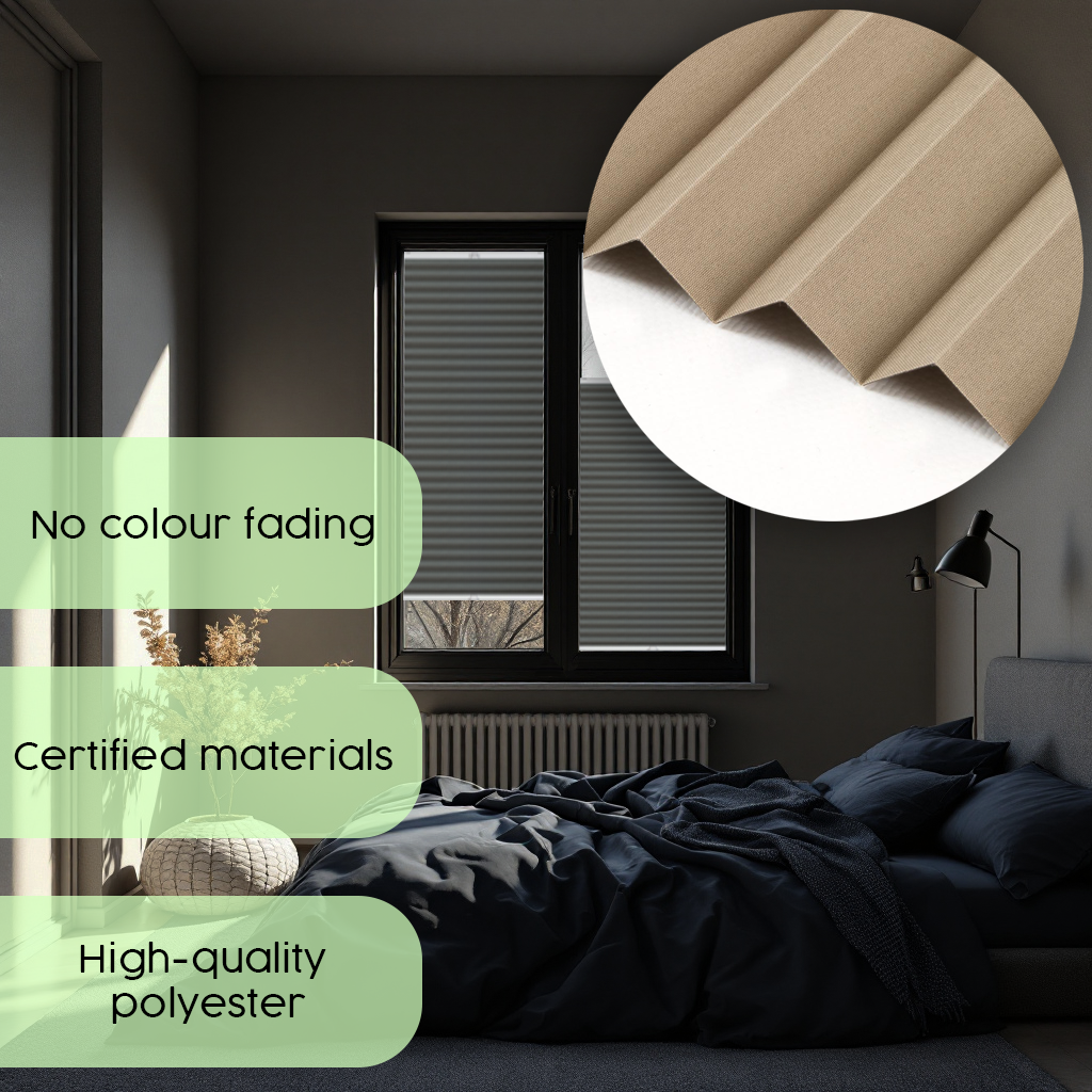 Blackout Custom Pleated Shades – Made to Measure, Easy Drill Installation, Perfect Light Blocking