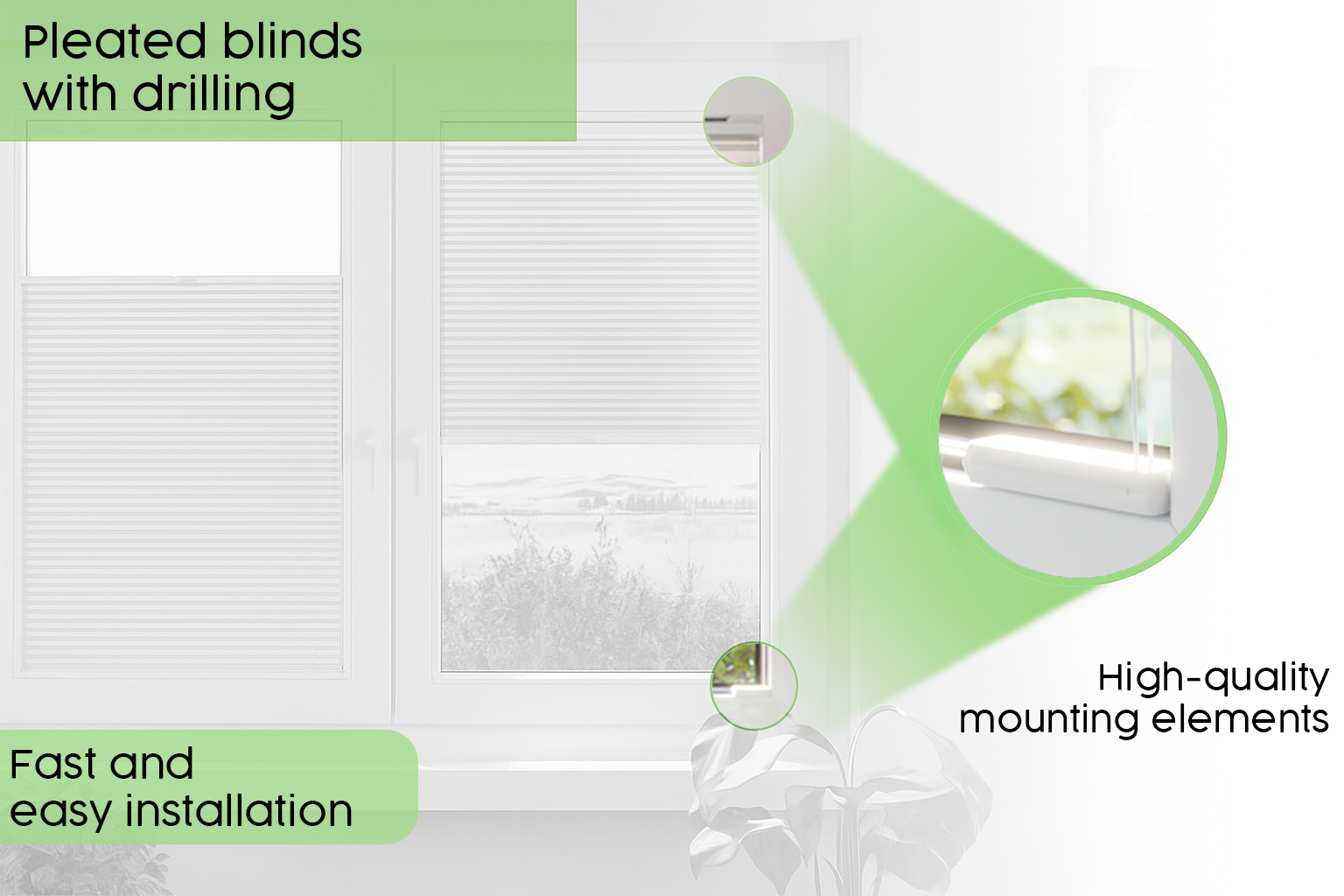 Blackout Custom Pleated Shades – Made to Measure, Easy Drill Installation, Perfect Light Blocking