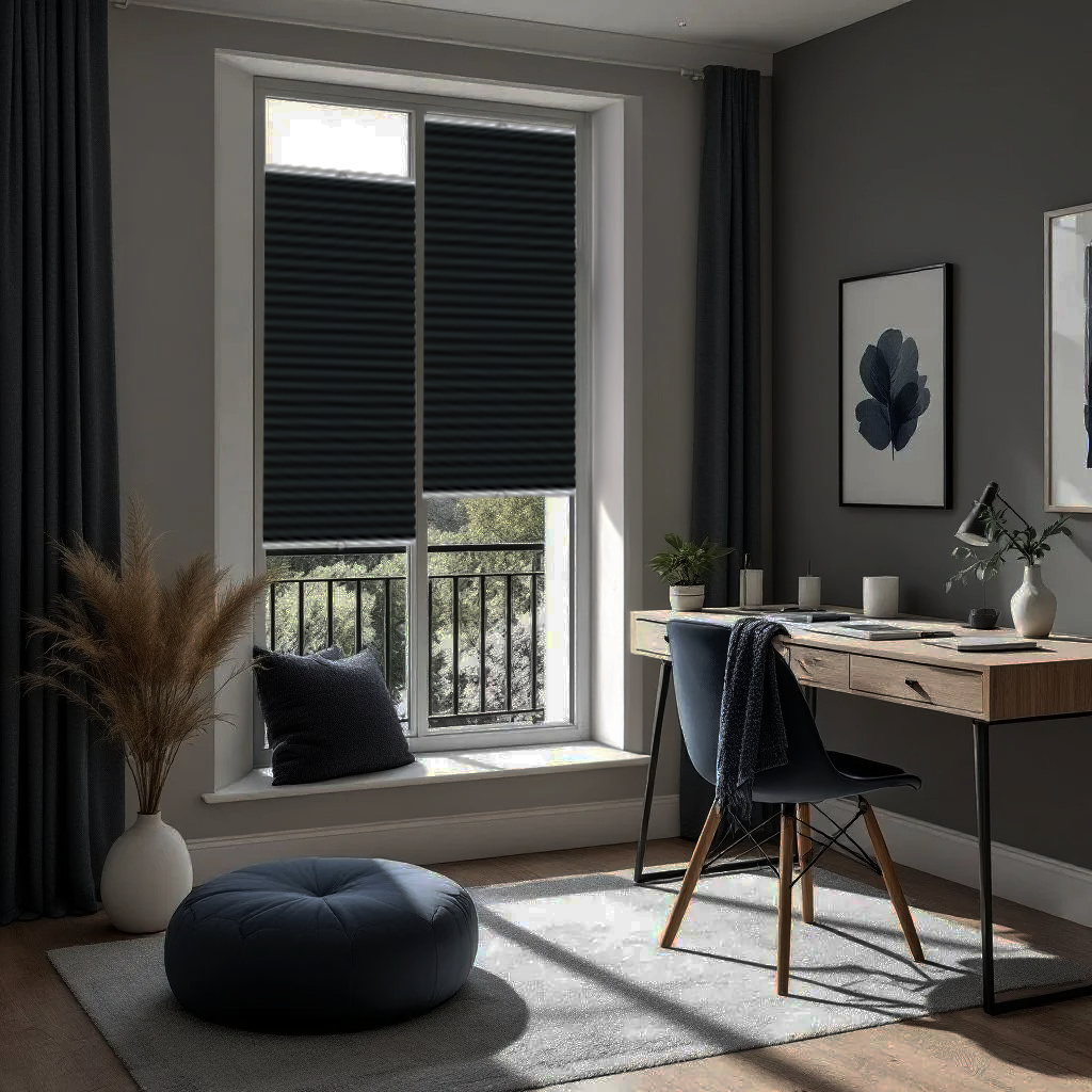Blackout Custom Pleated Shades – Made to Measure, Easy Drill Installation, Perfect Light Blocking