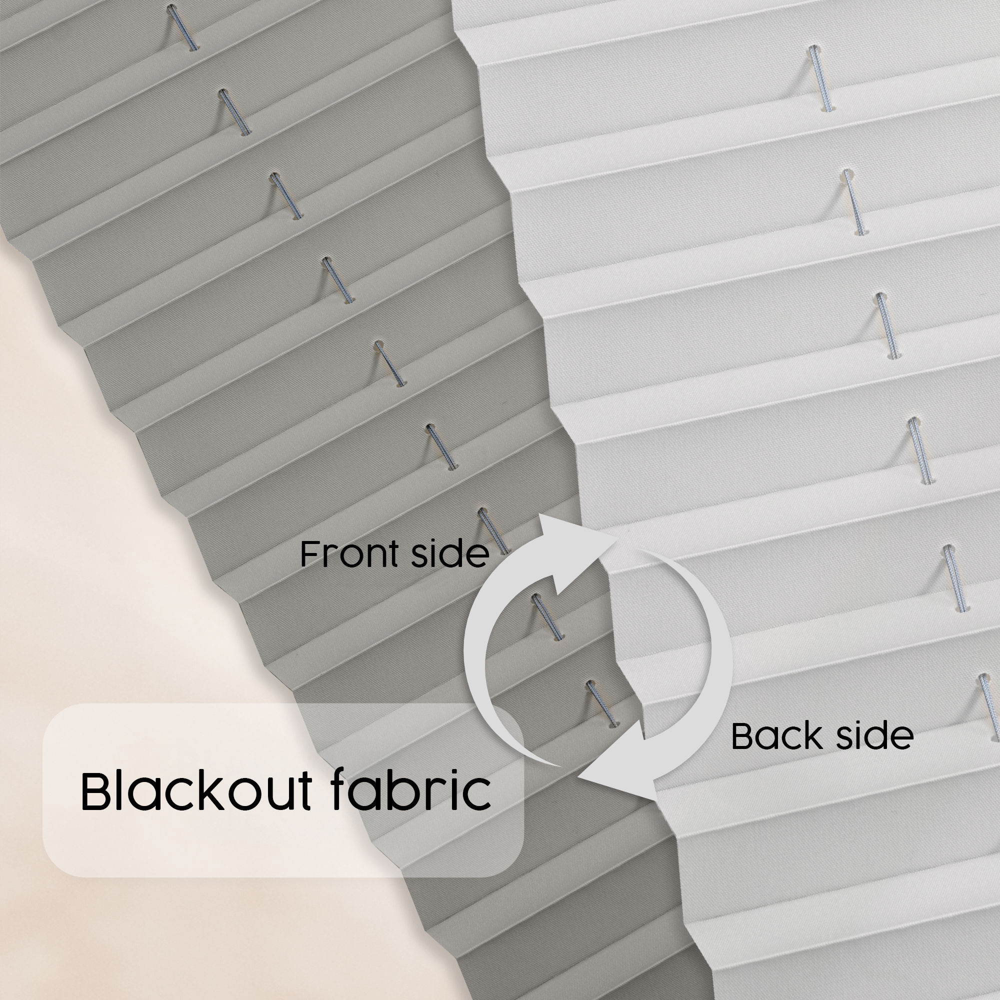 Concept Blinds - Customisable Blackout Pleated Blinds - Mounting with no drilling - Blackout Material - Window Sizes 30-130cm x 40-230cm