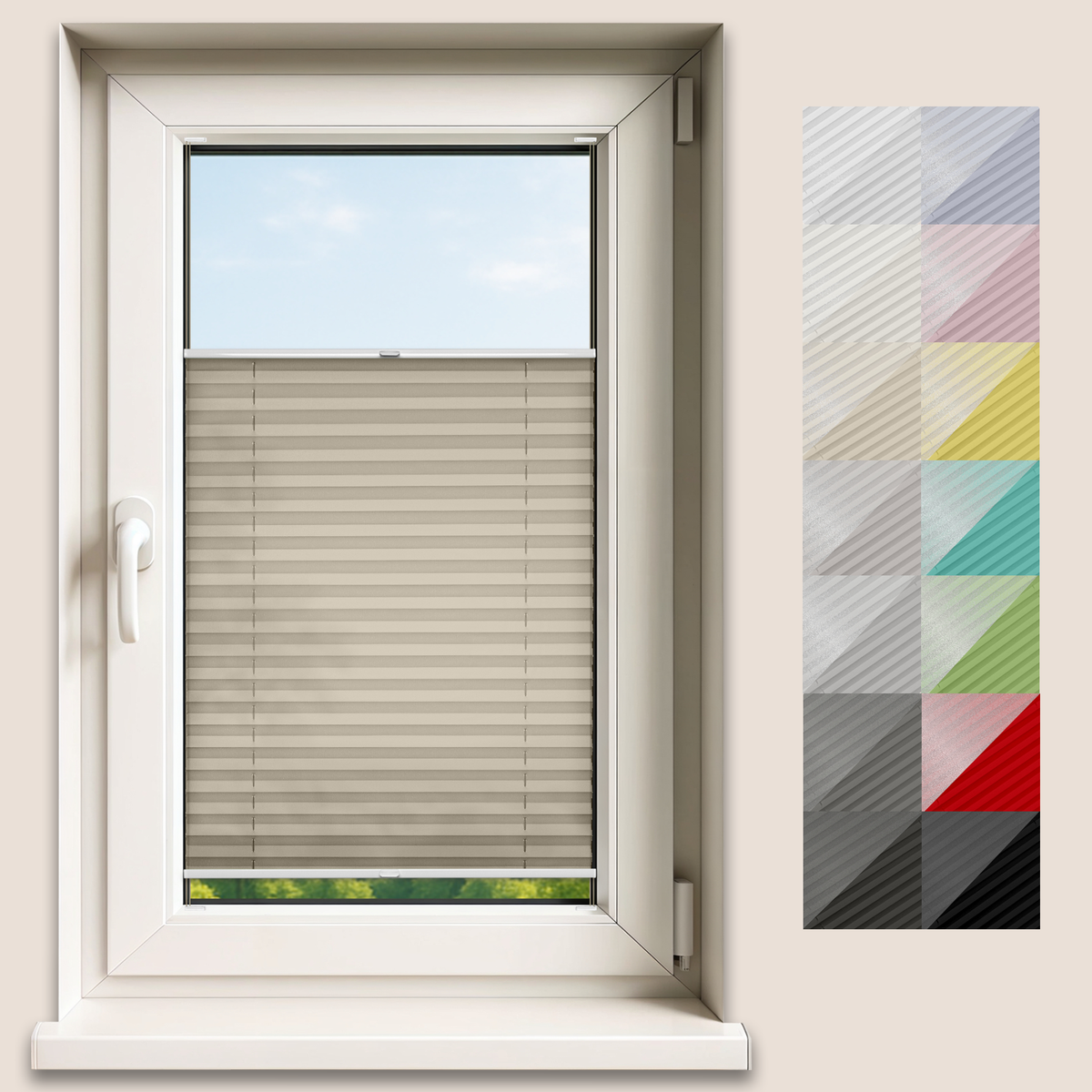 Concept Blinds Thermal Customised Pleated Shades - Thermal Fabric - Made-to-Measure Windows Shades - Easy Installation WITH DRILLING - Width 30–130cm x Height 40-230cm