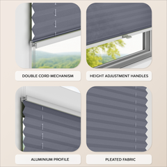 Concept Blinds Thermal Customised Pleated Shades - Thermal Fabric - Made-to-Measure Windows Shades - Easy Installation No Drilling Needed - Width 30–130cm x Height 40-230cm