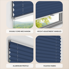 Premium Blackout Pleated Blinds – Drill Mounted, Made to Measure for Window Sizes 30–130cm x 40–230cm