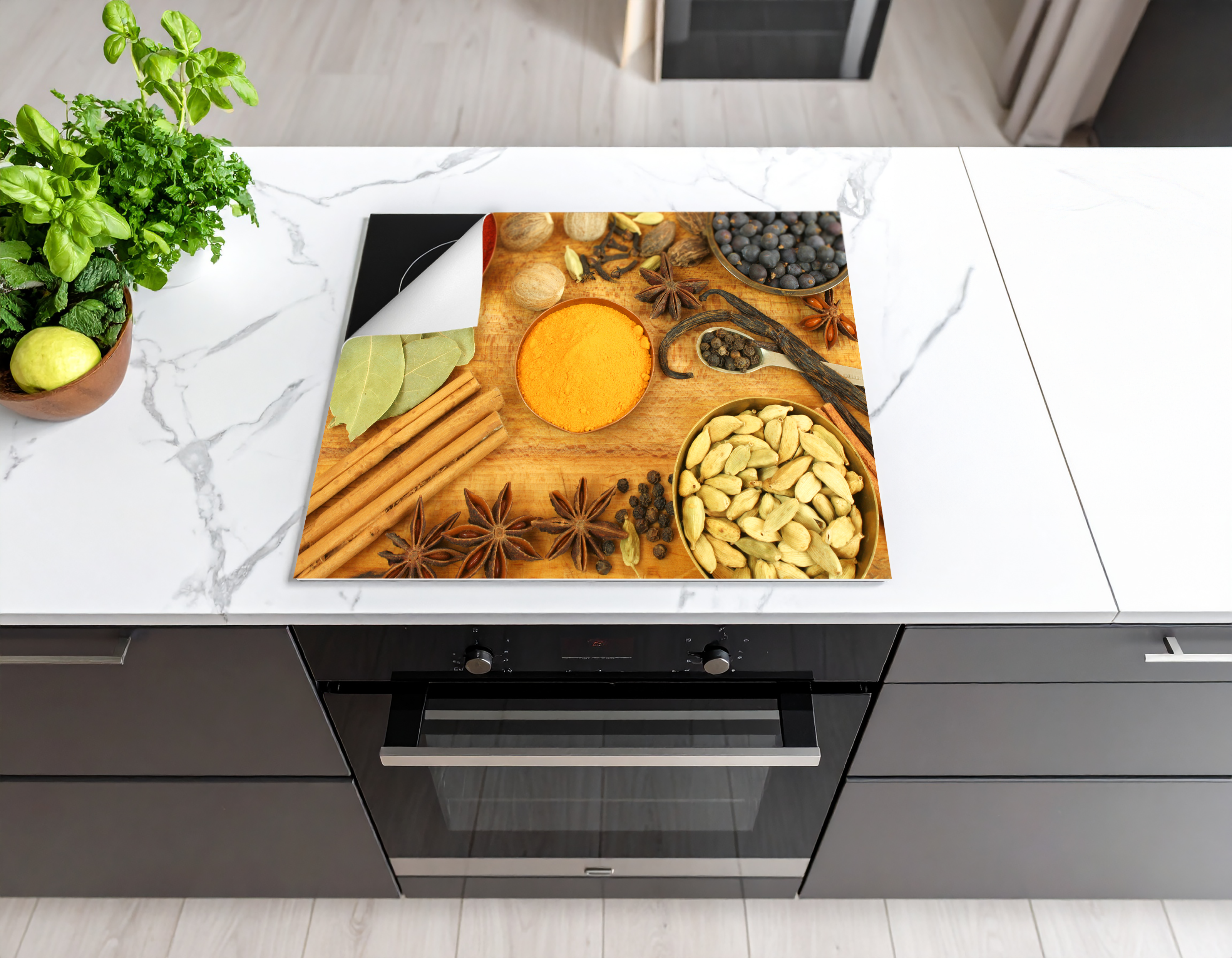 Concept Crystal Induction Hob Cover Mat 80x52cm – 3mm Thick PVC Cooker Top Protector – Decorative Water?Resistant Hob Cover with Modern Designs for Induction & Electric Hobs : Spices