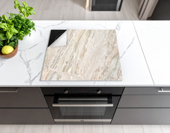 Concept Crystal Induction Hob Cover Mat 80x52cm – 3mm Thick PVC Cooker Top Protector – Decorative Water?Resistant Hob Cover with Modern Designs for Induction & Electric Hobs : Beige breccia marble