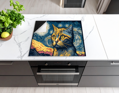Concept Crystal Induction Hob Cover Mat 80x52cm – 3mm Thick PVC Cooker Top Protector – Decorative Water?Resistant Hob Cover with Modern Designs for Induction & Electric Hobs : Van Gogh's Cat