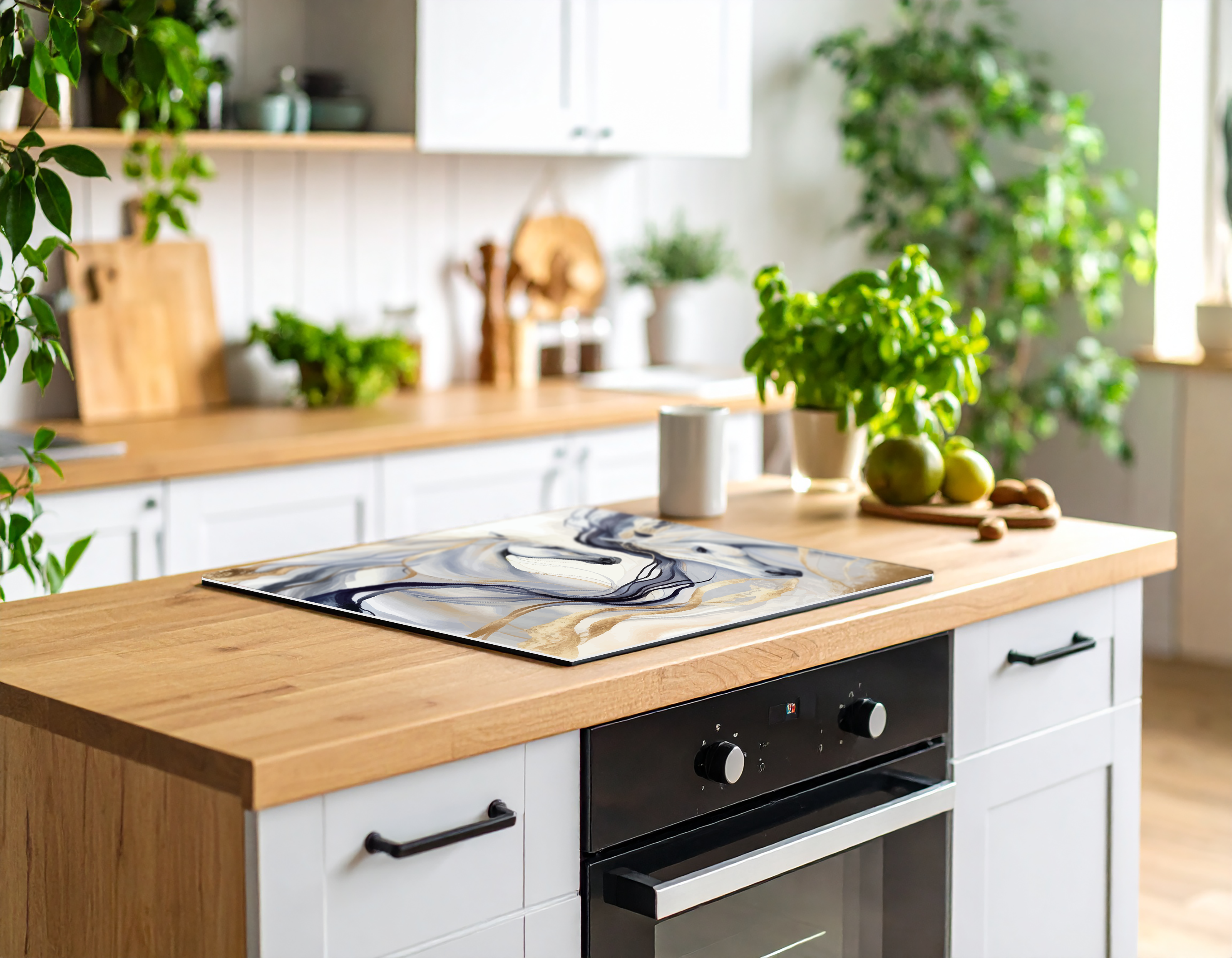 Concept Crystal Induction Hob Cover Mat 80x52cm – 3mm Thick PVC Cooker Top Protector – Decorative Water?Resistant Hob Cover with Modern Designs for Induction & Electric Hobs : Marble Horses