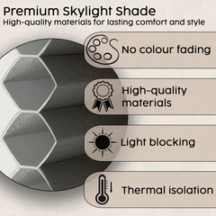 Concept Blinds Honeycomb Roof Window Pleated Blind – Blackout & Thermal Insulation, Made to Measure, 7 Fabric Colours, Adjustable Up & Down, Easy Drill Fitting – Premium Custom Roof Window Shade