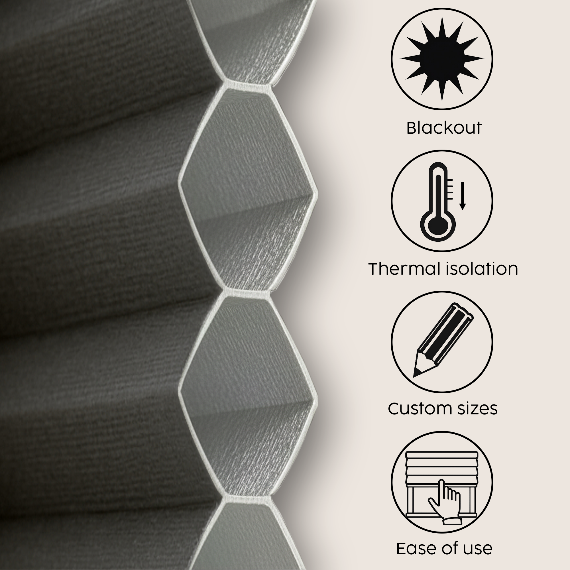 Concept Blinds Honeycomb Roof Window Pleated Blind – Blackout & Thermal Insulation, Made to Measure, 7 Fabric Colours, Adjustable Up & Down, Easy Drill Fitting – Premium Custom Roof Window Shade