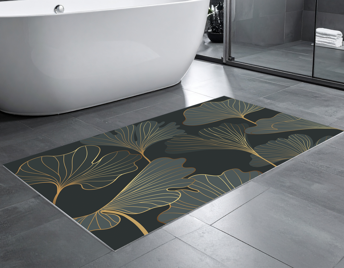 Concept Crystal Bathroom PVC Mat – Water-Resistant Floor Mat – Modern Designer Bath Mat with 4 Size Options for Bathroom, Shower & Toilet - Soft Shower Mat with Decorative Designs : Floral art deco