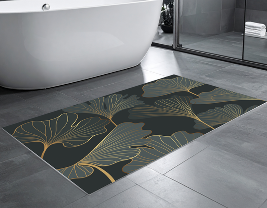 Concept Crystal Bathroom PVC Mat – Water-Resistant Floor Mat – Modern Designer Bath Mat with 4 Size Options for Bathroom, Shower & Toilet - Soft Shower Mat with Decorative Designs : Floral art deco
