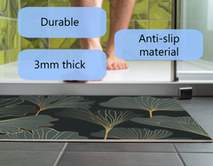 Concept Crystal Bathroom PVC Mat – Water-Resistant Floor Mat – Modern Designer Bath Mat with 4 Size Options for Bathroom, Shower & Toilet - Soft Shower Mat with Decorative Designs : Floral art deco