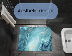 Concept Crystal Bathroom PVC Mat – Water-Resistant Floor Mat – Modern Designer Bath Mat with 4 Size Options for Bathroom, Shower & Toilet - Soft Shower Mat with Decorative Designs : Ocean art.
