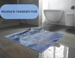 Concept Crystal Bathroom PVC Mat – Water-Resistant Floor Mat – Modern Designer Bath Mat with 4 Size Options for Bathroom, Shower & Toilet - Soft Shower Mat with Decorative Designs : Blue marble with light reflections