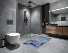 Concept Crystal Bathroom PVC Mat – Water-Resistant Floor Mat – Modern Designer Bath Mat with 4 Size Options for Bathroom, Shower & Toilet - Soft Shower Mat with Decorative Designs : Blue marble with light reflections
