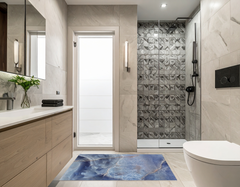 Concept Crystal Bathroom PVC Mat – Water-Resistant Floor Mat – Modern Designer Bath Mat with 4 Size Options for Bathroom, Shower & Toilet - Soft Shower Mat with Decorative Designs : Blue marble with light reflections