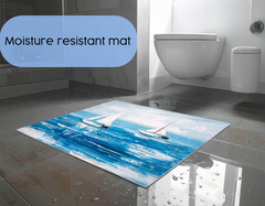 Concept Crystal Bathroom PVC Mat – Water-Resistant Floor Mat – Modern Designer Bath Mat with 4 Size Options for Bathroom, Shower & Toilet - Soft Shower Mat with Decorative Designs : Sailing Boats