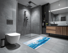 Concept Crystal Bathroom PVC Mat – Water-Resistant Floor Mat – Modern Designer Bath Mat with 4 Size Options for Bathroom, Shower & Toilet - Soft Shower Mat with Decorative Designs : Sailing Boats