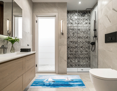 Concept Crystal Bathroom PVC Mat – Water-Resistant Floor Mat – Modern Designer Bath Mat with 4 Size Options for Bathroom, Shower & Toilet - Soft Shower Mat with Decorative Designs : Sailing Boats