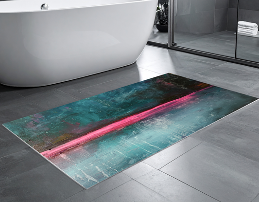 Concept Crystal Bathroom PVC Mat – Water-Resistant Floor Mat – Modern Designer Bath Mat with 4 Size Options for Bathroom, Shower & Toilet - Soft Shower Mat with Decorative Designs : Neon Night