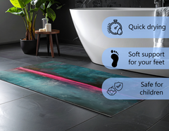 Concept Crystal Bathroom PVC Mat – Water-Resistant Floor Mat – Modern Designer Bath Mat with 4 Size Options for Bathroom, Shower & Toilet - Soft Shower Mat with Decorative Designs : Neon Night