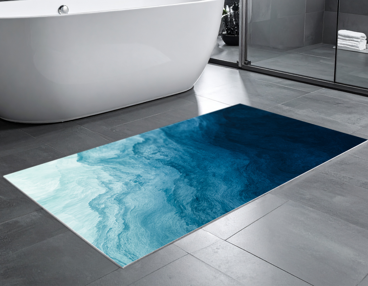 Concept Crystal Bathroom PVC Mat – Water-Resistant Floor Mat – Modern Designer Bath Mat with 4 Size Options for Bathroom, Shower & Toilet - Soft Shower Mat with Decorative Designs : Thorny waves