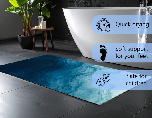 Concept Crystal Bathroom PVC Mat – Water-Resistant Floor Mat – Modern Designer Bath Mat with 4 Size Options for Bathroom, Shower & Toilet - Soft Shower Mat with Decorative Designs : Thorny waves