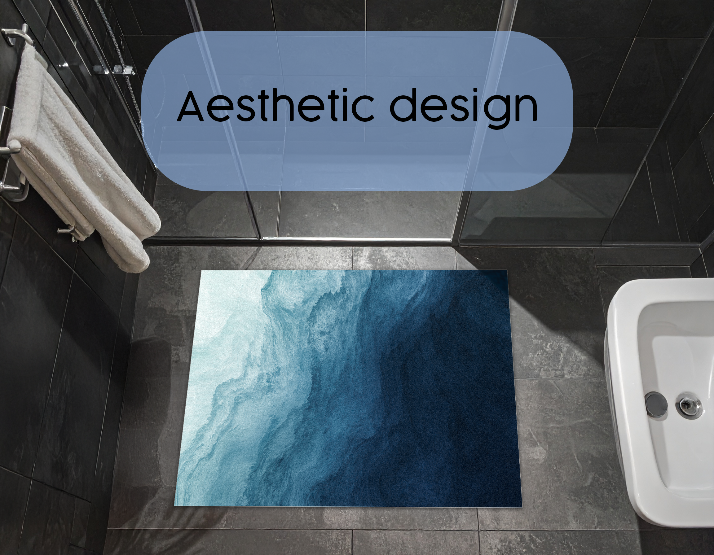 Concept Crystal Bathroom PVC Mat – Water-Resistant Floor Mat – Modern Designer Bath Mat with 4 Size Options for Bathroom, Shower & Toilet - Soft Shower Mat with Decorative Designs : Thorny waves