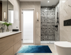 Concept Crystal Bathroom PVC Mat – Water-Resistant Floor Mat – Modern Designer Bath Mat with 4 Size Options for Bathroom, Shower & Toilet - Soft Shower Mat with Decorative Designs : Thorny waves