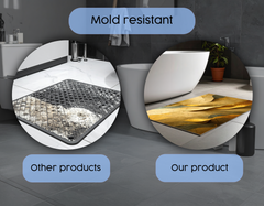 Concept Crystal Bathroom PVC Mat – Water-Resistant Floor Mat – Modern Designer Bath Mat with 4 Size Options for Bathroom, Shower & Toilet - Soft Shower Mat with Decorative Designs : Golden Structure