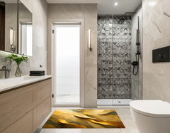 Concept Crystal Bathroom PVC Mat – Water-Resistant Floor Mat – Modern Designer Bath Mat with 4 Size Options for Bathroom, Shower & Toilet - Soft Shower Mat with Decorative Designs : Golden Structure