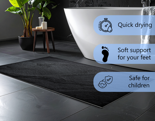 Concept Crystal Bathroom PVC Mat – Water-Resistant Floor Mat – Modern Designer Bath Mat with 4 Size Options for Bathroom, Shower & Toilet - Soft Shower Mat with Decorative Designs : Dark granite