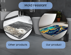 Concept Crystal Bathroom PVC Mat – Water-Resistant Floor Mat – Modern Designer Bath Mat with 4 Size Options for Bathroom, Shower & Toilet - Soft Shower Mat with Decorative Designs : Moonlit Ocean