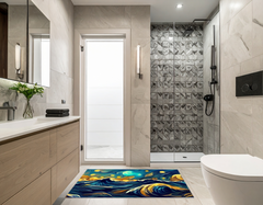 Concept Crystal Bathroom PVC Mat – Water-Resistant Floor Mat – Modern Designer Bath Mat with 4 Size Options for Bathroom, Shower & Toilet - Soft Shower Mat with Decorative Designs : Moonlit Ocean