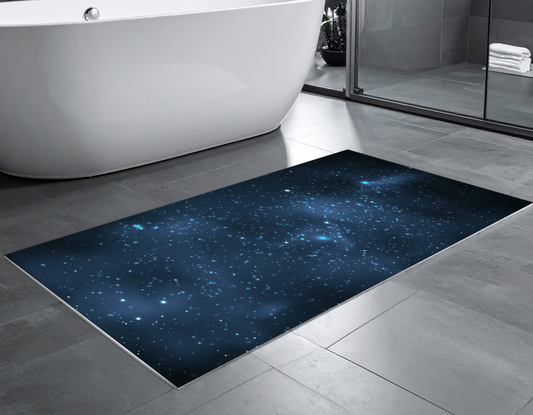 Concept Crystal Bathroom PVC Mat – Water-Resistant Floor Mat – Modern Designer Bath Mat with 4 Size Options for Bathroom, Shower & Toilet - Soft Shower Mat with Decorative Designs : Night sky