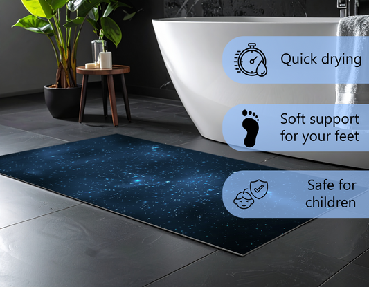 Concept Crystal Bathroom PVC Mat – Water-Resistant Floor Mat – Modern Designer Bath Mat with 4 Size Options for Bathroom, Shower & Toilet - Soft Shower Mat with Decorative Designs : Night sky