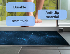 Concept Crystal Bathroom PVC Mat – Water-Resistant Floor Mat – Modern Designer Bath Mat with 4 Size Options for Bathroom, Shower & Toilet - Soft Shower Mat with Decorative Designs : Night sky