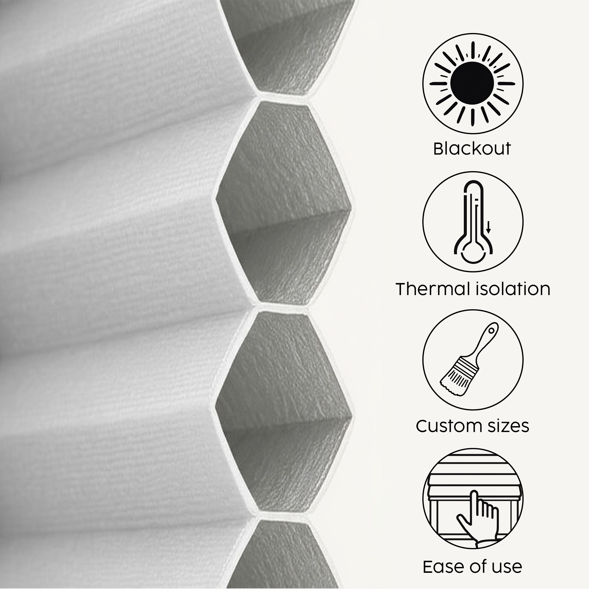 Concept Blinds Honeycomb Roof Window Pleated Blind – Blackout & Thermal Insulation, Made to Measure, 7 Fabric Colours, Adjustable Up & Down, Easy Drill Fitting – Premium Custom Roof Window Shade