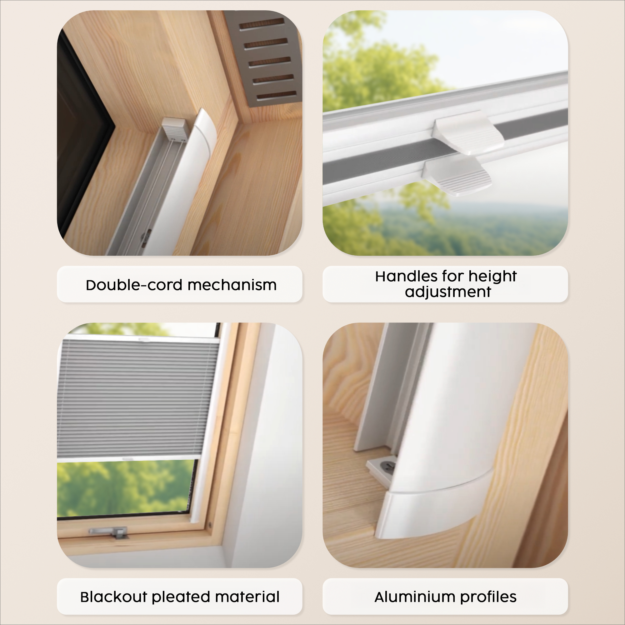 Concept Blinds Honeycomb Roof Window Pleated Blind – Blackout & Thermal Insulation, Made to Measure, 7 Fabric Colours, Adjustable Up & Down, Easy Drill Fitting – Premium Custom Roof Window Shade