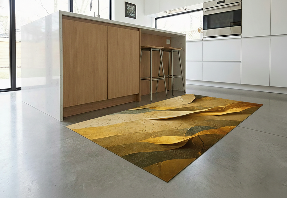 Precision Floor Mat - Innovative Custom PVC Mat for Home, Kitchen & Playrooms – Water Resistant, Stain-Proof & Kids-Safe - Vibrant Designs with Adjustable Sizes from 20x20 cm up to 200x300 cm : Golden structure