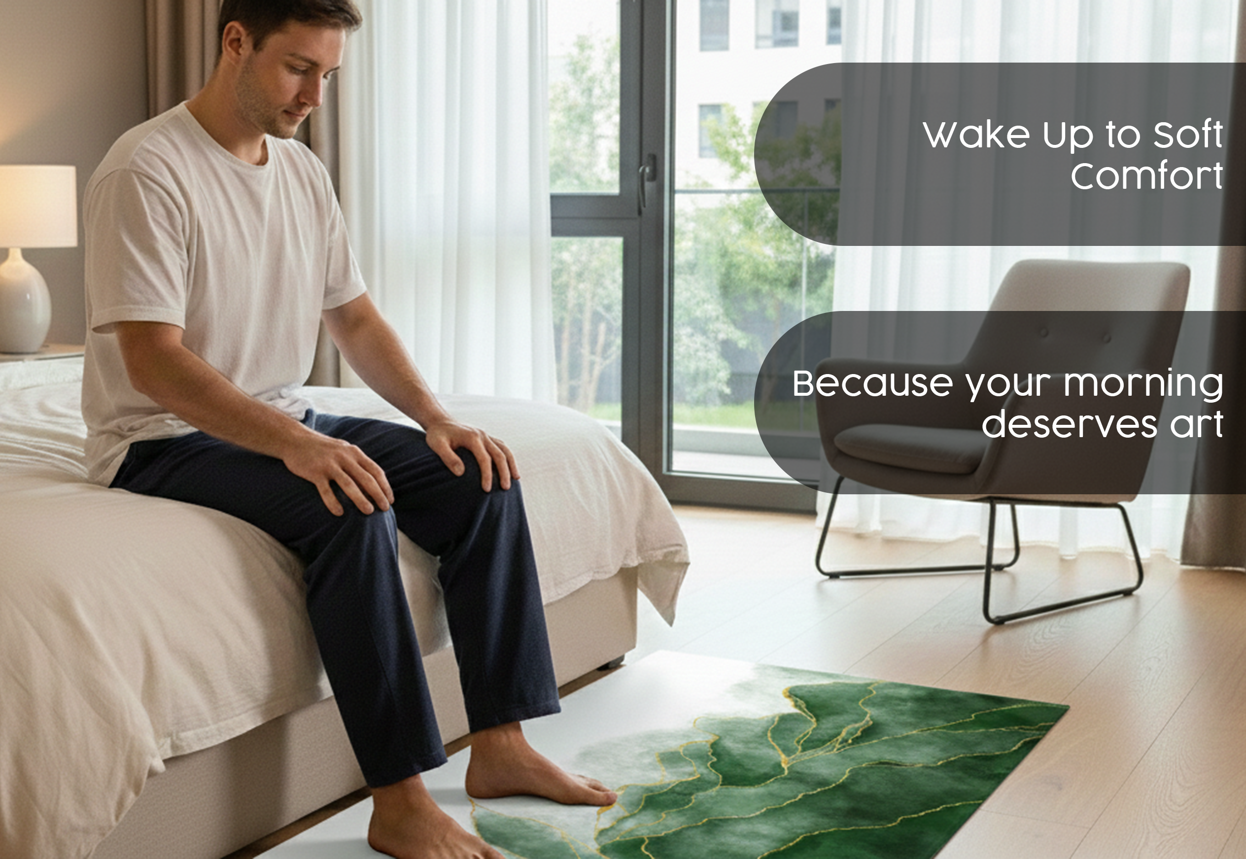 Precision Floor Mat - Innovative Custom PVC Mat for Home, Kitchen & Playrooms – Water Resistant, Stain-Proof & Kids-Safe - Vibrant Designs with Adjustable Sizes from 20x20 cm up to 200x300 cm : Green marble leaves