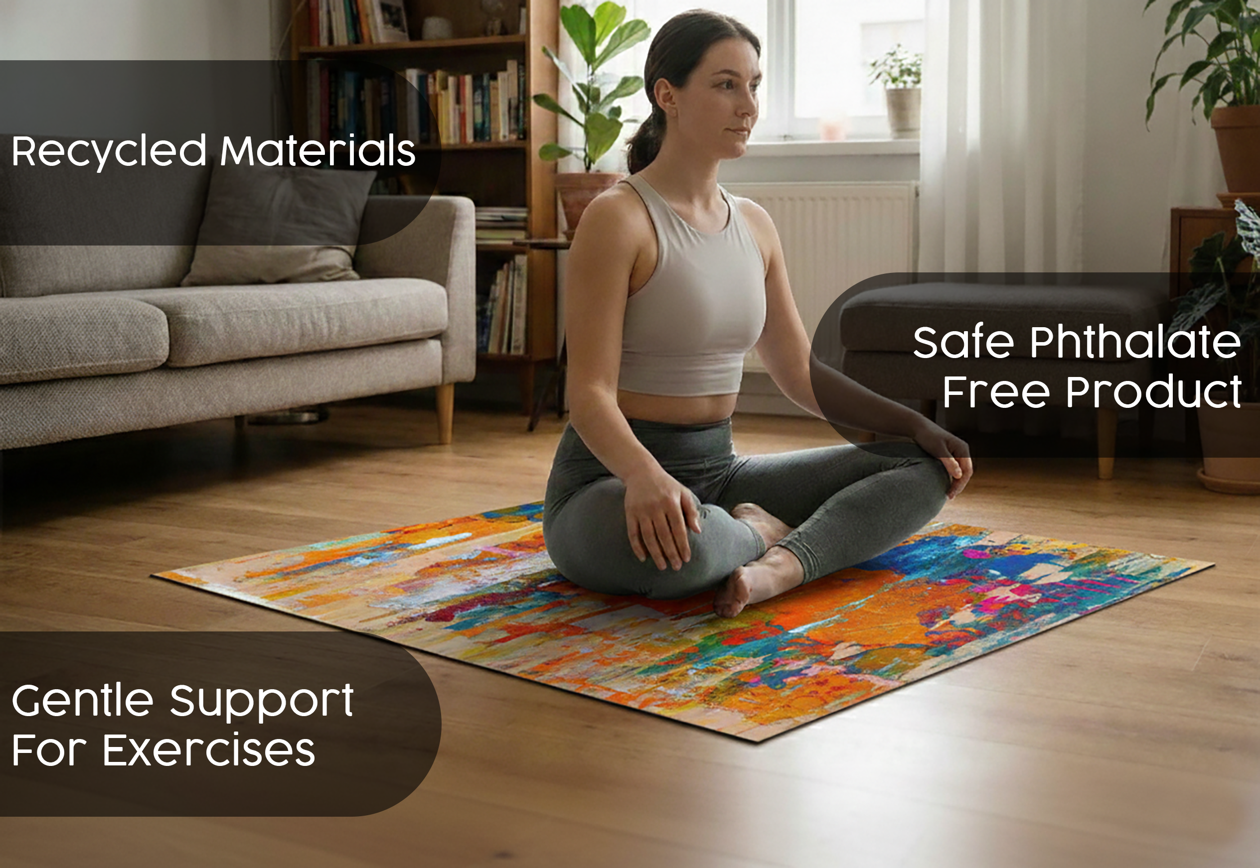 Precision Floor Mat - Innovative Custom PVC Mat for Home, Kitchen & Playrooms – Water Resistant, Stain-Proof & Kids-Safe - Vibrant Designs with Adjustable Sizes from 20x20 cm up to 200x300 cm : Splashes of paint 2