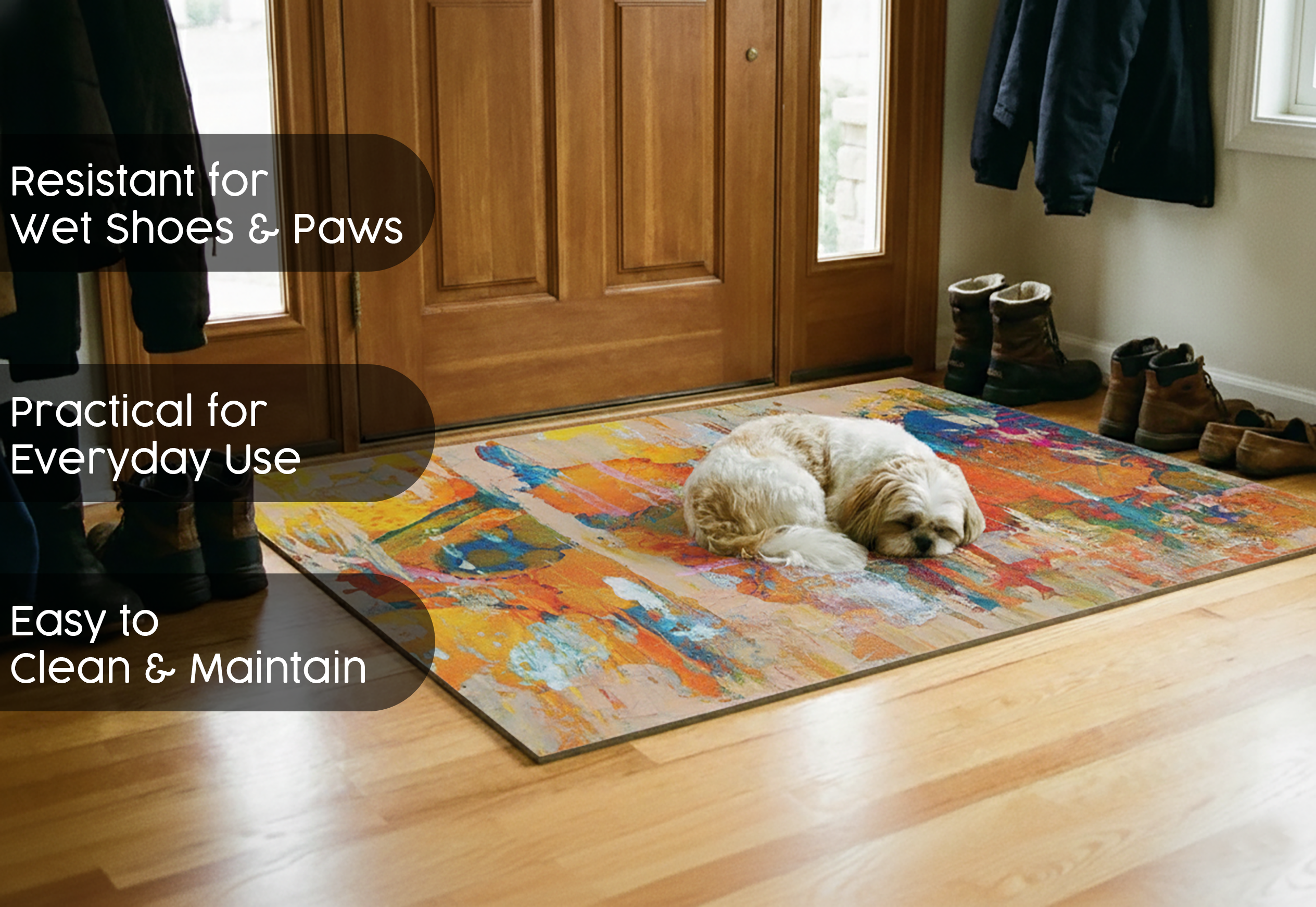 Precision Floor Mat - Innovative Custom PVC Mat for Home, Kitchen & Playrooms – Water Resistant, Stain-Proof & Kids-Safe - Vibrant Designs with Adjustable Sizes from 20x20 cm up to 200x300 cm : Splashes of paint 2