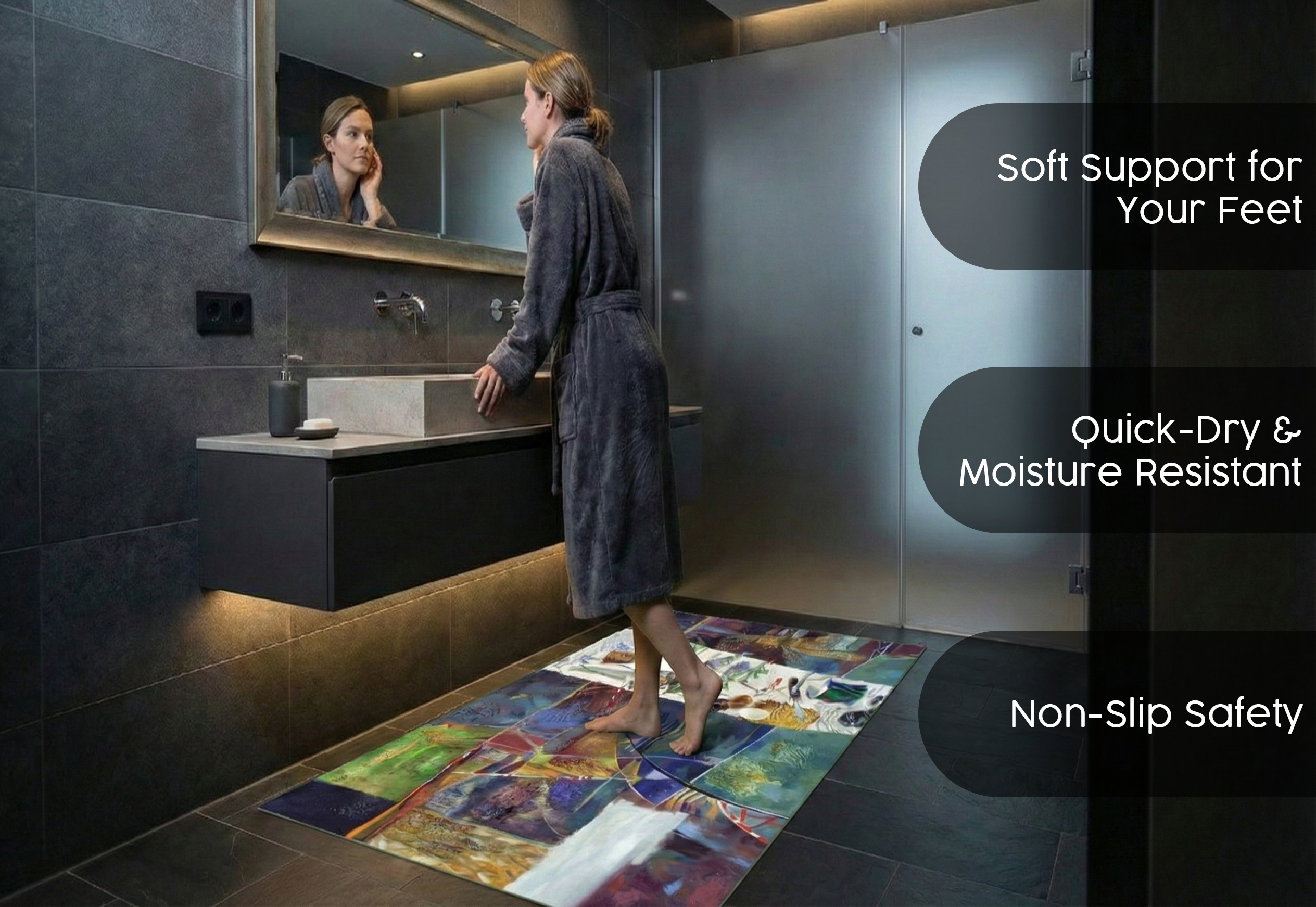 Precision Floor Mat - Innovative Custom PVC Mat for Home, Kitchen & Playrooms – Water Resistant, Stain-Proof & Kids-Safe - Vibrant Designs with Adjustable Sizes from 20x20 cm up to 200x300 cm : Modern Art