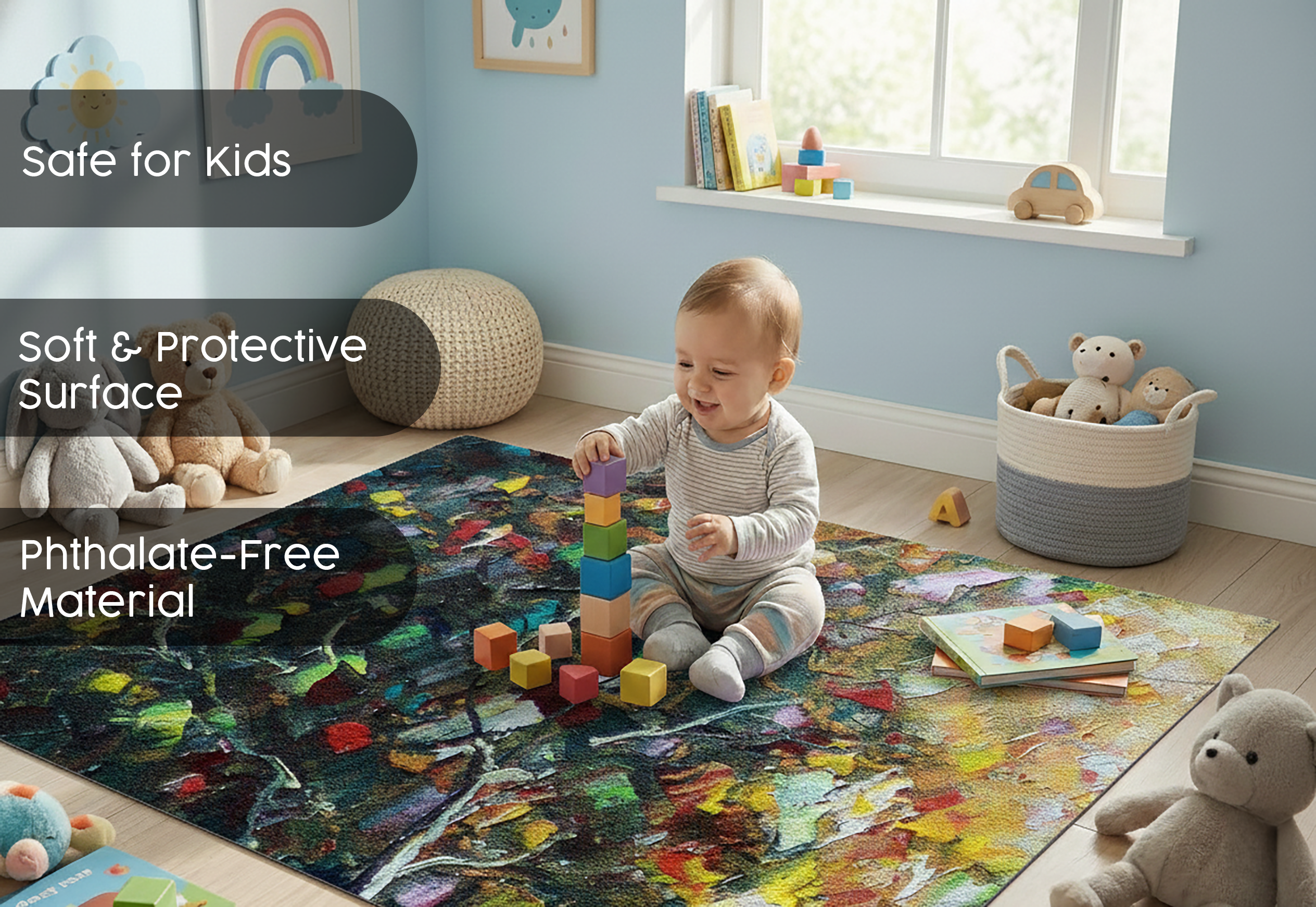 Precision Floor Mat - Innovative Custom PVC Mat for Home, Kitchen & Playrooms – Water Resistant, Stain-Proof & Kids-Safe - Vibrant Designs with Adjustable Sizes from 20x20 cm up to 200x300 cm : Abstraction on canvas