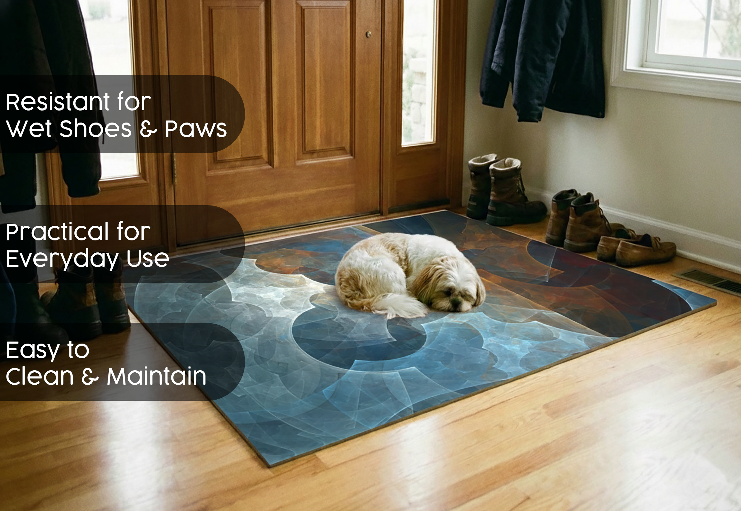 Precision Floor Mat - Innovative Custom PVC Mat for Home, Kitchen & Playrooms – Water Resistant, Stain-Proof & Kids-Safe - Vibrant Designs with Adjustable Sizes from 20x20 cm up to 200x300 cm : Abstraction 1