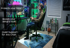 Precision Floor Mat - Innovative Custom PVC Mat for Home, Kitchen & Playrooms – Water Resistant, Stain-Proof & Kids-Safe - Vibrant Designs with Adjustable Sizes from 20x20 cm up to 200x300 cm : Blue marble leaves