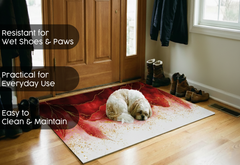 Precision Floor Mat - Innovative Custom PVC Mat for Home, Kitchen & Playrooms – Water Resistant, Stain-Proof & Kids-Safe - Vibrant Designs with Adjustable Sizes from 20x20 cm up to 200x300 cm : Red marble leaves