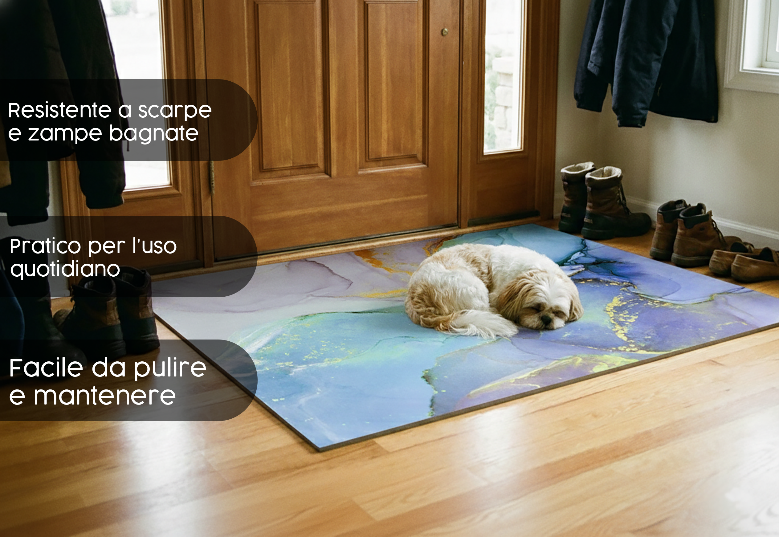 Precision Floor Mat - Innovative Custom PVC Mat for Home, Kitchen & Playrooms – Water Resistant, Stain-Proof & Kids-Safe - Vibrant Designs with Adjustable Sizes from 20x20 cm up to 200x300 cm : Splashes of paint 1